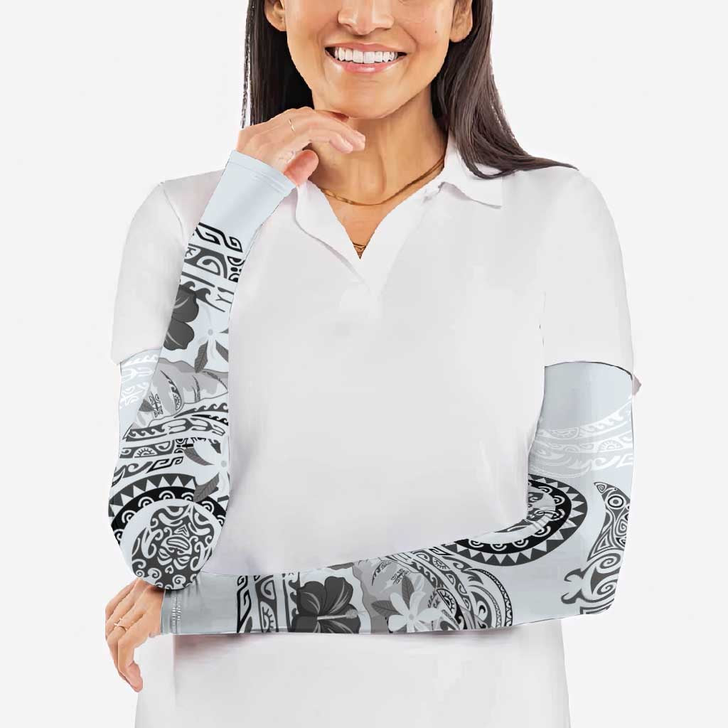 Polynesian Manta Ray Arm Sleeves Gray Floral Turtle Tattoo - Polynesian Pride