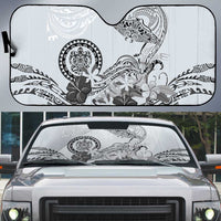 Polynesian Manta Ray Auto Sun Shade Gray Floral Turtle Tattoo - Polynesian Pride