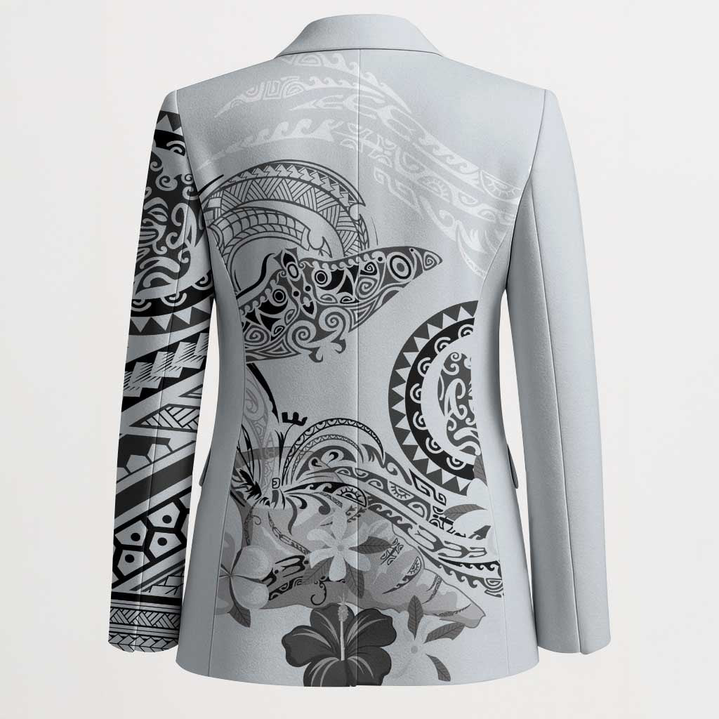 Polynesian Manta Ray Blazer Gray Floral Turtle Tattoo - Polynesian Pride