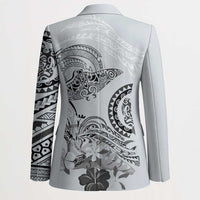 Polynesian Manta Ray Blazer Gray Floral Turtle Tattoo - Polynesian Pride