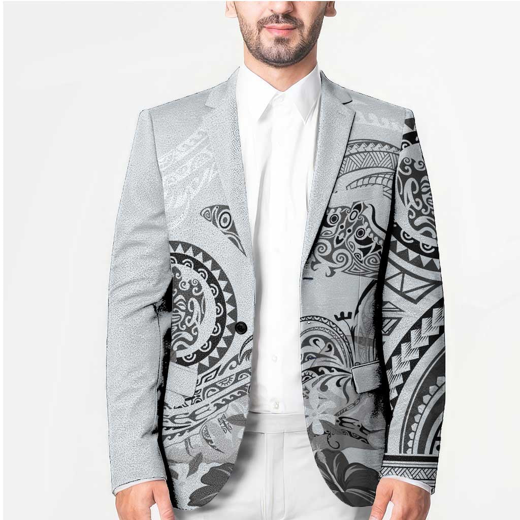 Polynesian Manta Ray Blazer Gray Floral Turtle Tattoo - Polynesian Pride