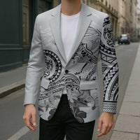 Polynesian Manta Ray Blazer Gray Floral Turtle Tattoo - Polynesian Pride