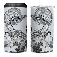 Polynesian Manta Ray 4 in 1 Can Cooler Tumbler Gray Floral Turtle Tattoo - Polynesian Pride