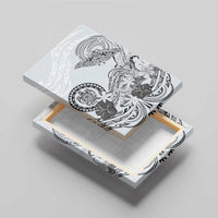 Polynesian Manta Ray Canvas Wall Art Gray Floral Turtle Tattoo - Polynesian Pride