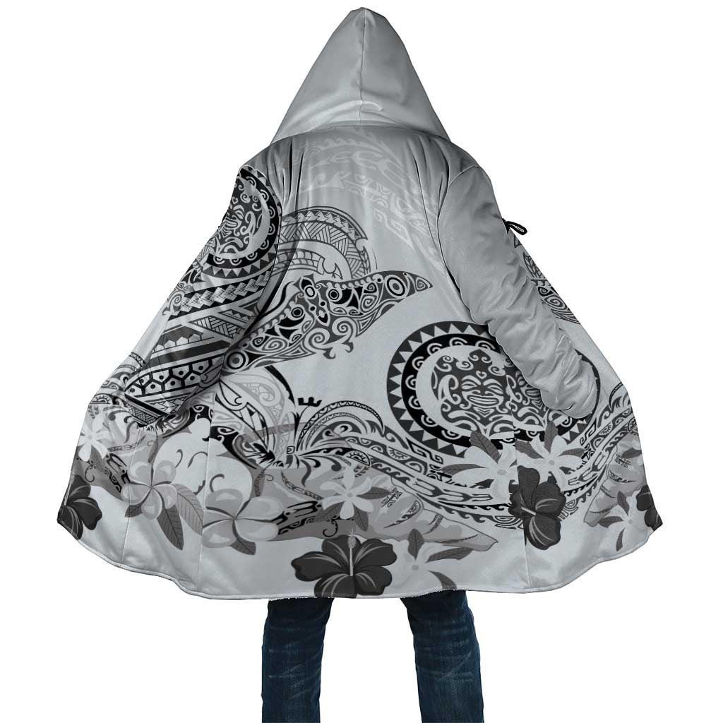 Polynesian Manta Ray Cloak Gray Floral Turtle Tattoo - Polynesian Pride