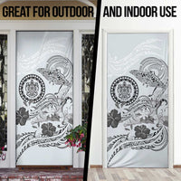 Polynesian Manta Ray Door Cover Gray Floral Turtle Tattoo - Polynesian Pride