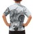 Polynesian Manta Ray Family Matching Long Sleeve Bodycon Dress and Hawaiian Shirt Gray Floral Turtle Tattoo - Polynesian Pride