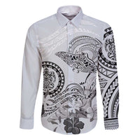 Polynesian Manta Ray Family Matching Puletasi and Hawaiian Shirt Gray Floral Turtle Tattoo - Polynesian Pride