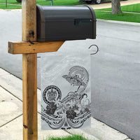 Polynesian Manta Ray Garden Flag Gray Floral Turtle Tattoo - Polynesian Pride