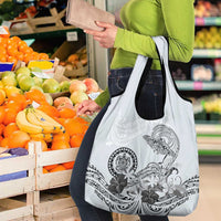Polynesian Manta Ray Grocery Bag Gray Floral Turtle Tattoo - Polynesian Pride