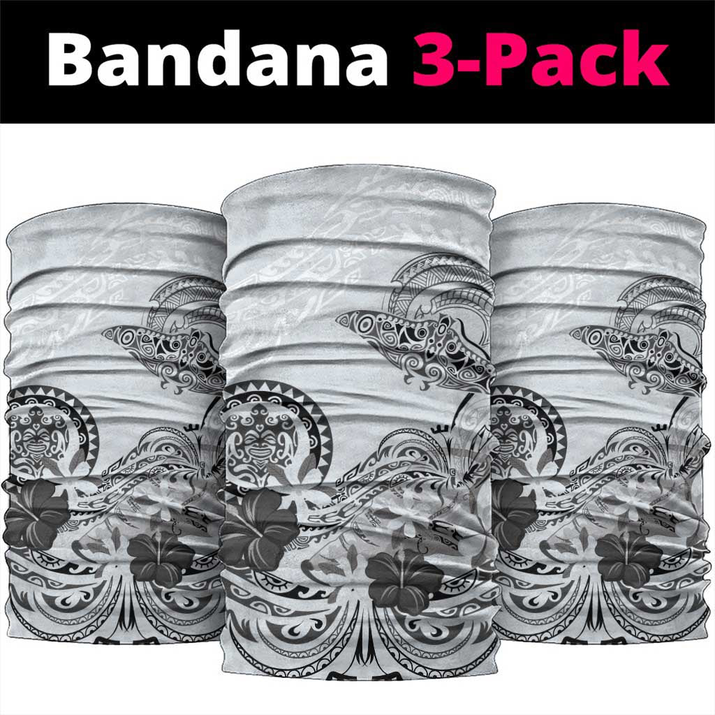 Polynesian Manta Ray Neck Gaiter Gray Floral Turtle Tattoo - Polynesian Pride