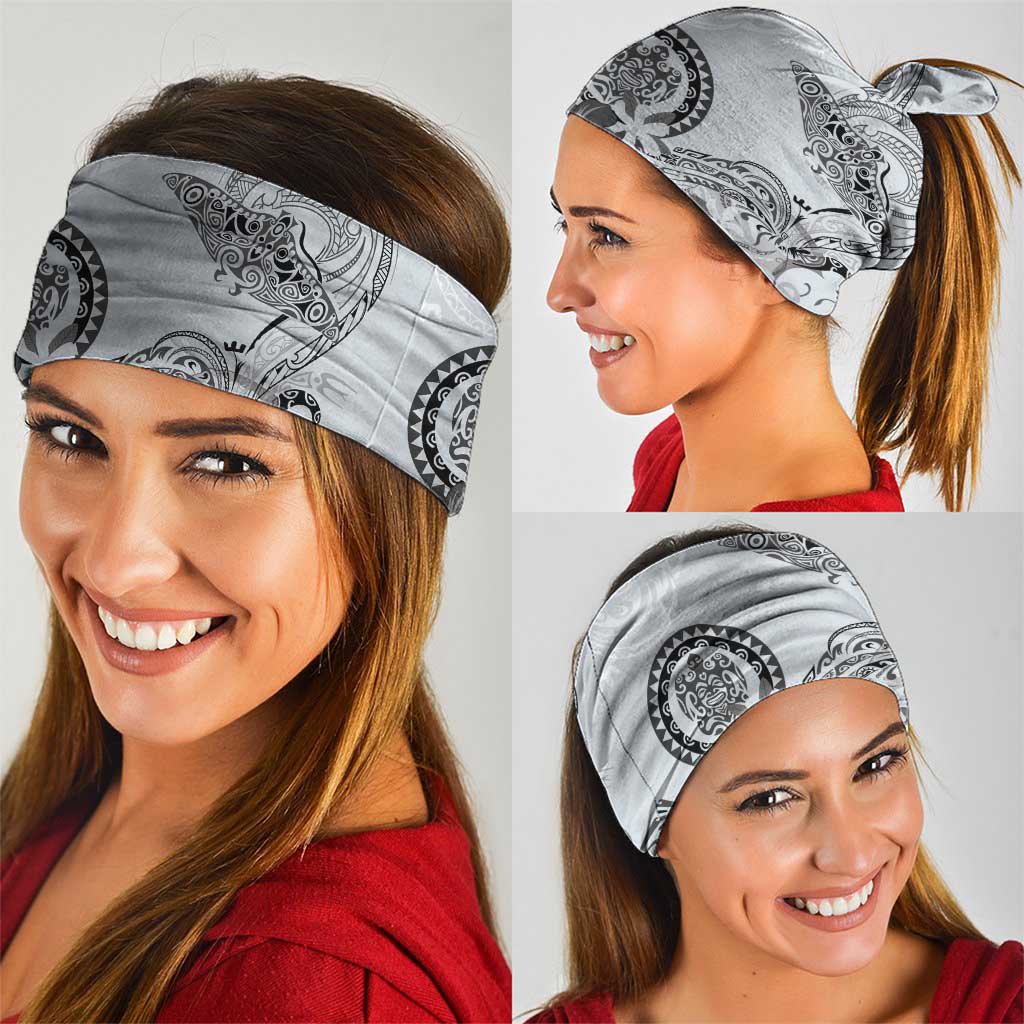 Polynesian Manta Ray Neck Gaiter Gray Floral Turtle Tattoo - Polynesian Pride