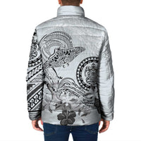 Polynesian Manta Ray Padded Jacket Gray Floral Turtle Tattoo - Polynesian Pride