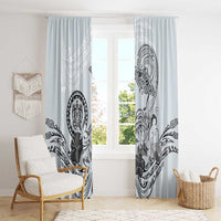 Polynesian Manta Ray Window Curtain Gray Floral Turtle Tattoo - Polynesian Pride