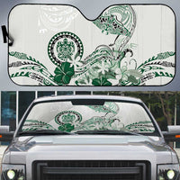 Polynesian Manta Ray Auto Sun Shade Green Floral Turtle Tattoo - Polynesian Pride