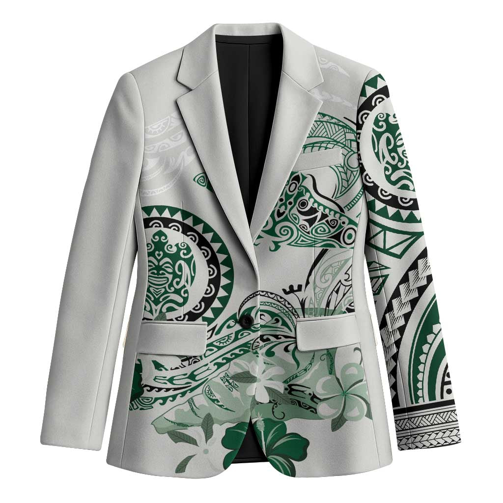 Polynesian Manta Ray Blazer Green Floral Turtle Tattoo - Polynesian Pride