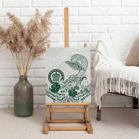 Polynesian Manta Ray Canvas Wall Art Green Floral Turtle Tattoo - Polynesian Pride