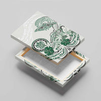 Polynesian Manta Ray Canvas Wall Art Green Floral Turtle Tattoo - Polynesian Pride