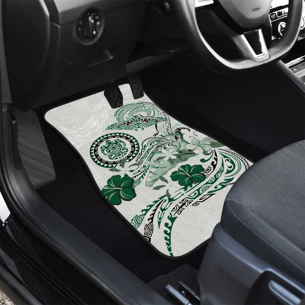 Polynesian Manta Ray Car Mats Green Floral Turtle Tattoo - Polynesian Pride