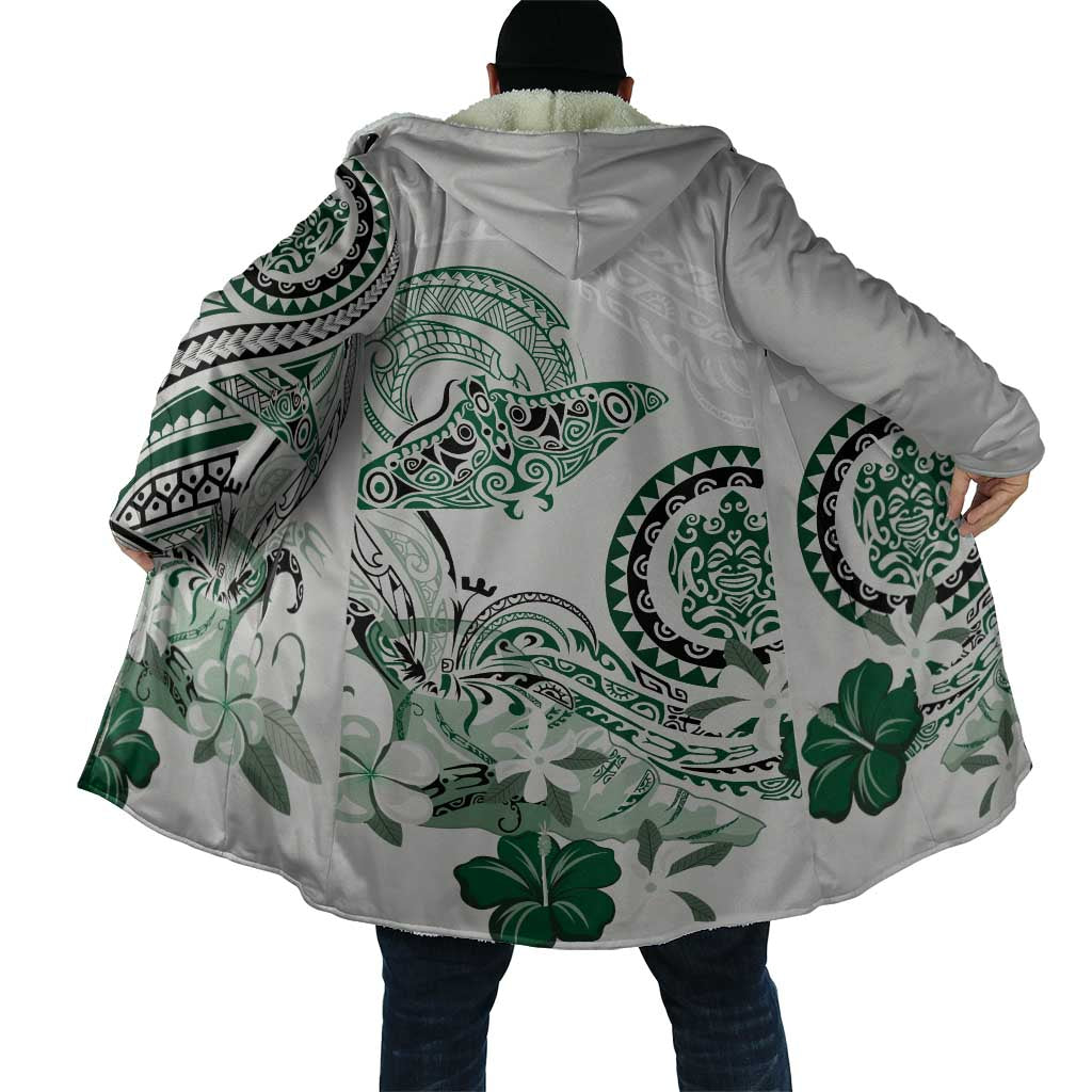 Polynesian Manta Ray Cloak Green Floral Turtle Tattoo - Polynesian Pride