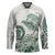 Polynesian Manta Ray Hockey Jersey Green Floral Turtle Tattoo - Polynesian Pride