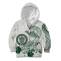 Polynesian Manta Ray Kid Hoodie Green Floral Turtle Tattoo - Polynesian Pride