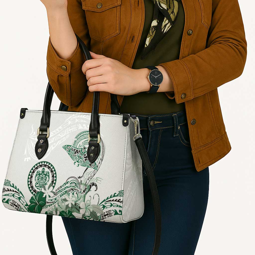 Polynesian Manta Ray Leather Bag Green Floral Turtle Tattoo - Polynesian Pride