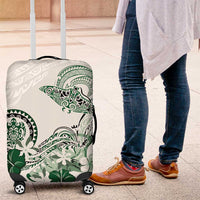Polynesian Manta Ray Luggage Cover Green Floral Turtle Tattoo - Polynesian Pride