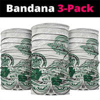 Polynesian Manta Ray Neck Gaiter Green Floral Turtle Tattoo - Polynesian Pride