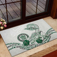 Polynesian Manta Ray Rubber Doormat Green Floral Turtle Tattoo - Polynesian Pride