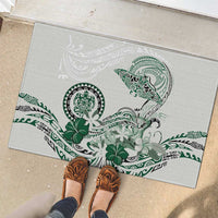 Polynesian Manta Ray Rubber Doormat Green Floral Turtle Tattoo - Polynesian Pride