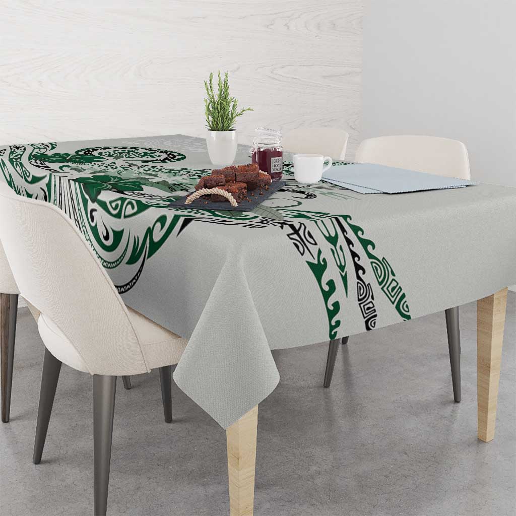 Polynesian Manta Ray Tablecloth Green Floral Turtle Tattoo - Polynesian Pride