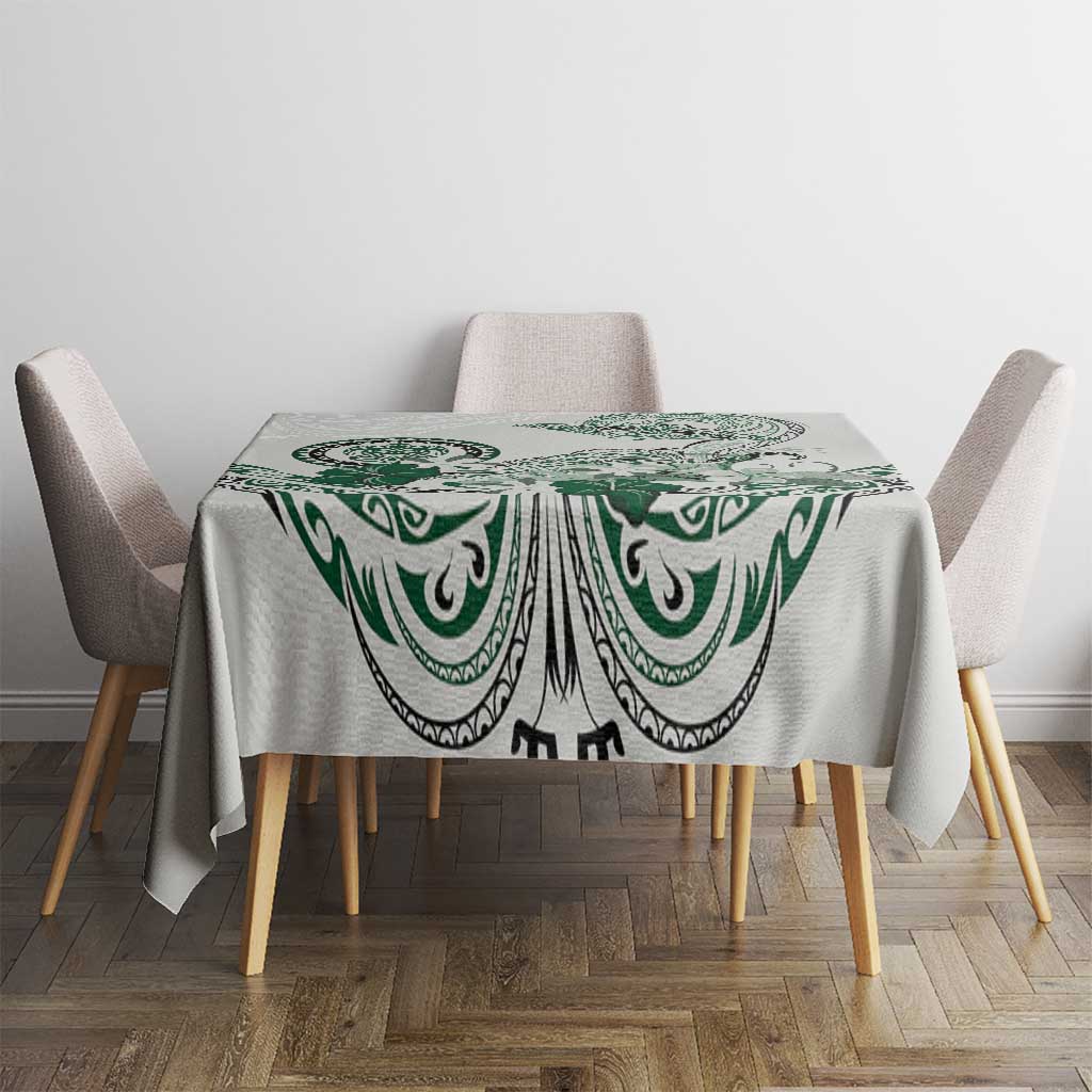 Polynesian Manta Ray Tablecloth Green Floral Turtle Tattoo - Polynesian Pride