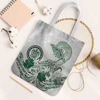 Polynesian Manta Ray Tote Bag Green Floral Turtle Tattoo - Polynesian Pride