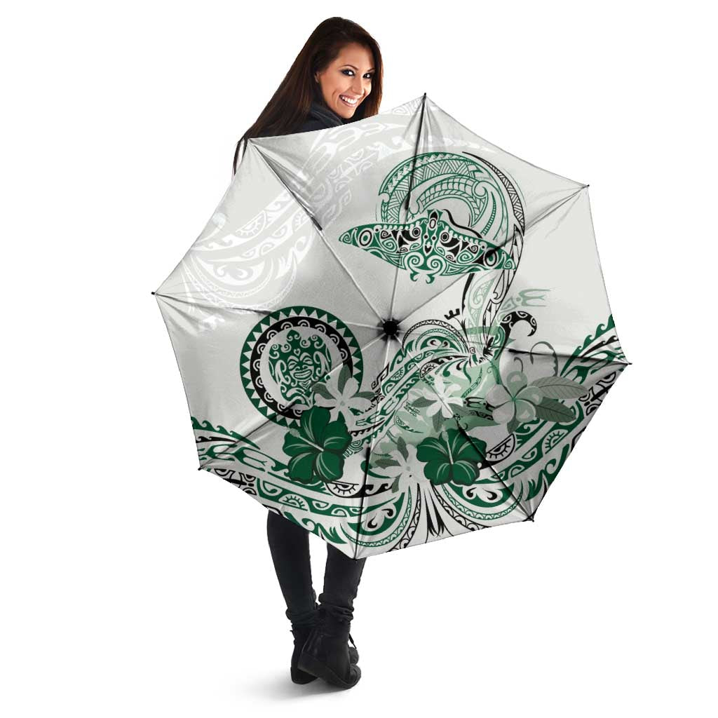 Polynesian Manta Ray Umbrella Green Floral Turtle Tattoo - Polynesian Pride