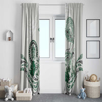 Polynesian Manta Ray Window Curtain Green Floral Turtle Tattoo - Polynesian Pride