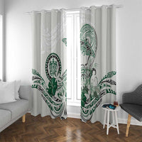 Polynesian Manta Ray Window Curtain Green Floral Turtle Tattoo - Polynesian Pride