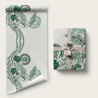 Polynesian Manta Ray Wrapping Paper Green Floral Turtle Tattoo - Polynesian Pride