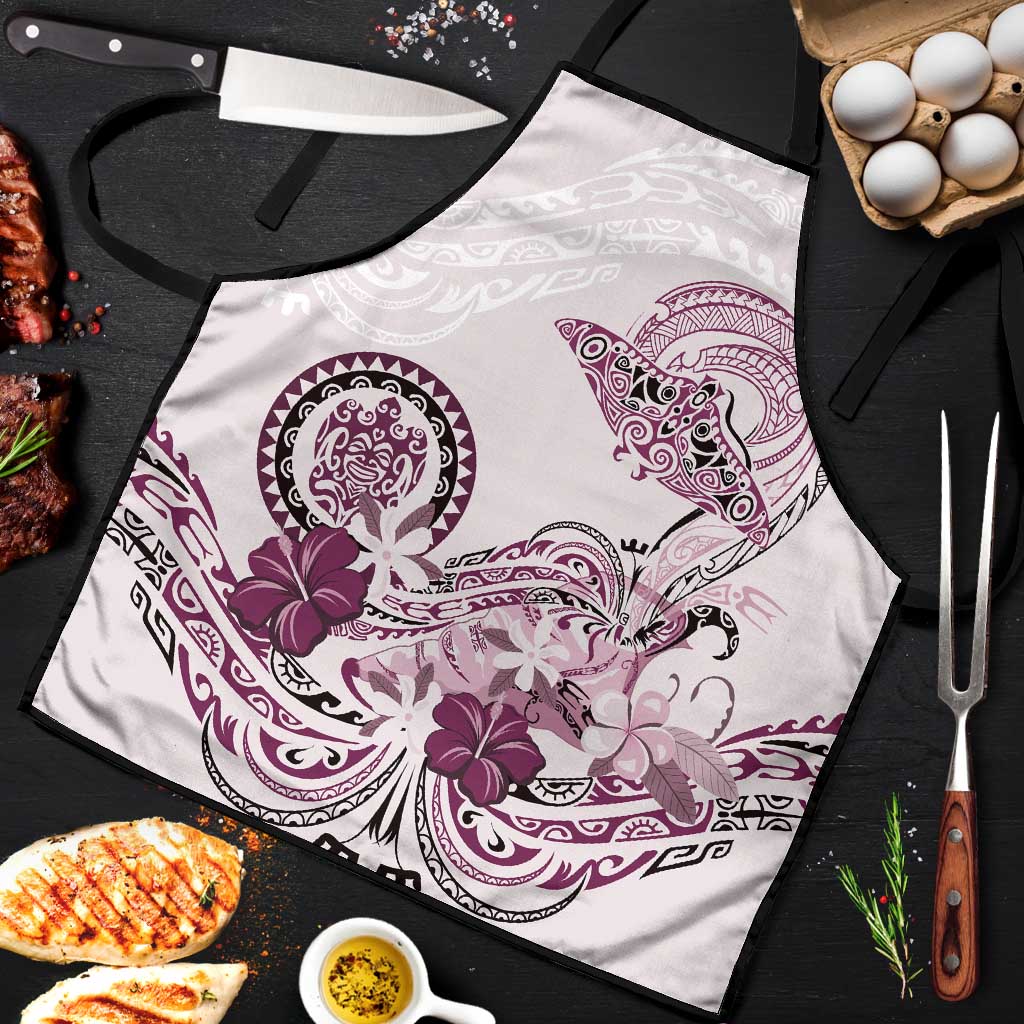 Polynesian Manta Ray Apron Pink Floral Turtle Tattoo - Polynesian Pride