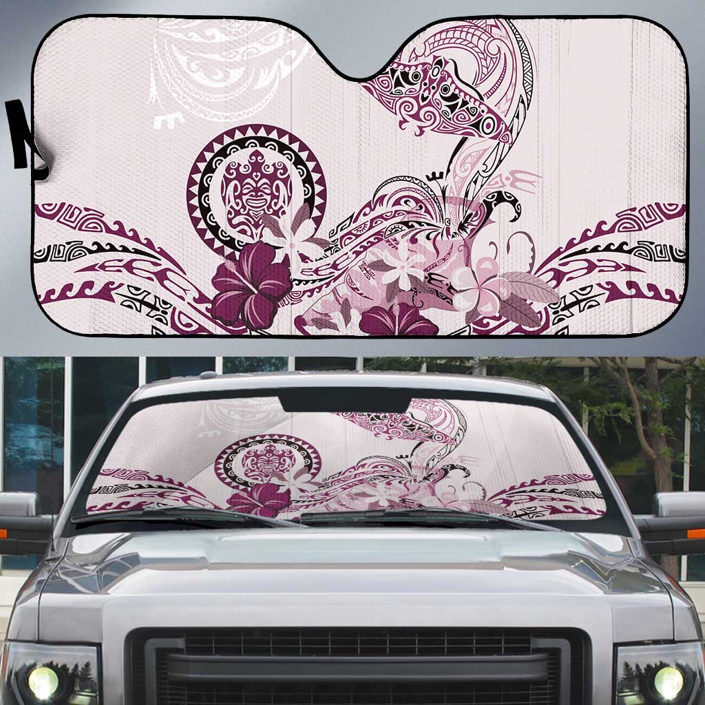 Polynesian Manta Ray Auto Sun Shade Pink Floral Turtle Tattoo - Polynesian Pride