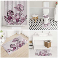Polynesian Manta Ray Bathroom Set Pink Floral Turtle Tattoo - Polynesian Pride