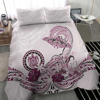 Polynesian Manta Ray Bedding Set Pink Floral Turtle Tattoo - Polynesian Pride