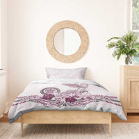 Polynesian Manta Ray Bedding Set Pink Floral Turtle Tattoo - Polynesian Pride