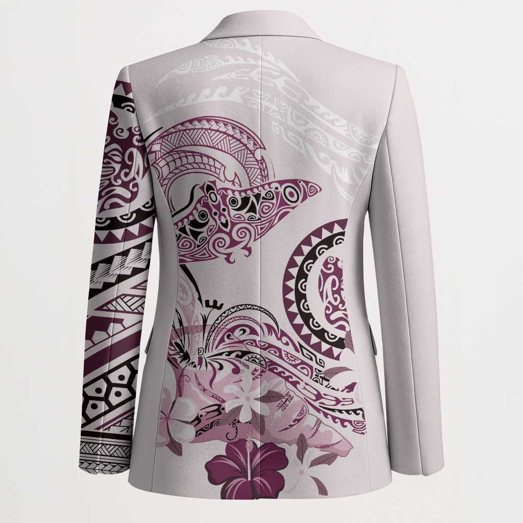 Polynesian Manta Ray Blazer Pink Floral Turtle Tattoo - Polynesian Pride