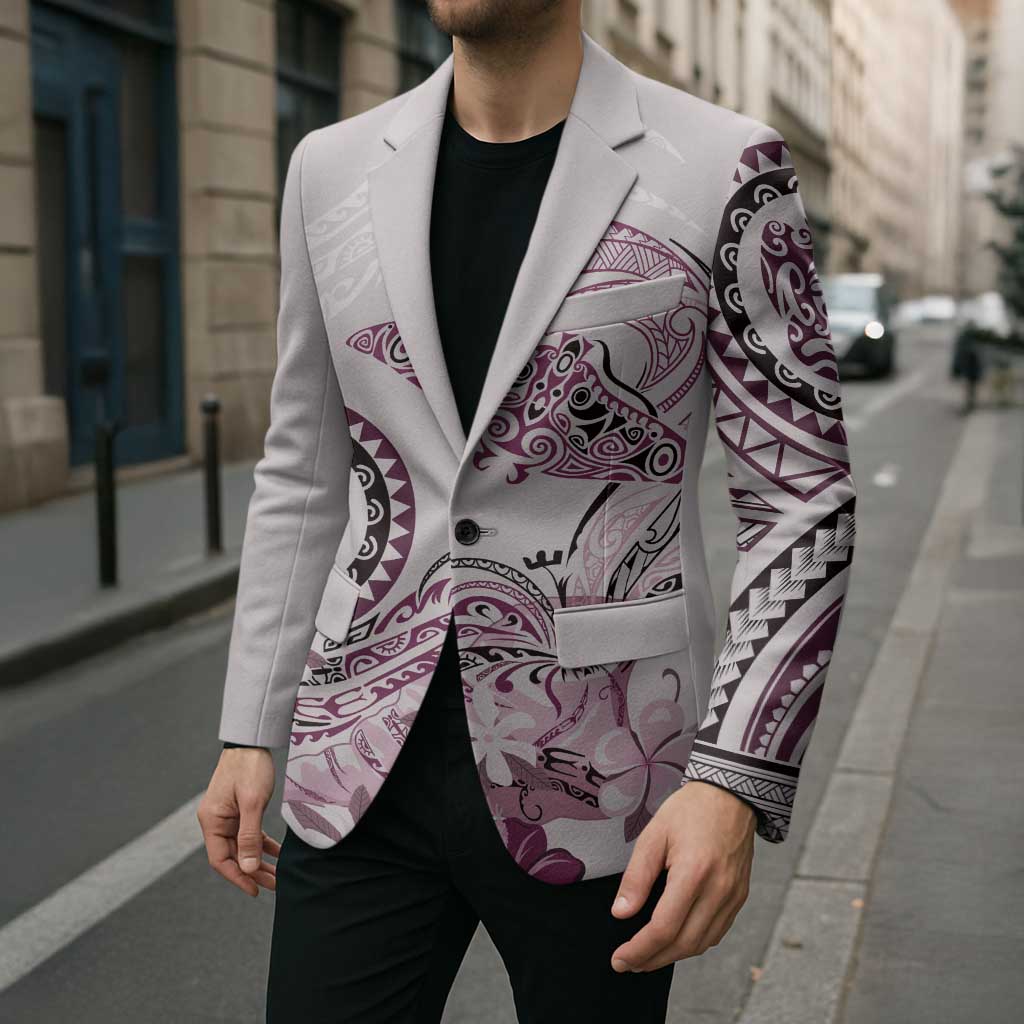 Polynesian Manta Ray Blazer Pink Floral Turtle Tattoo - Polynesian Pride