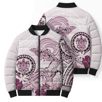 Polynesian Manta Ray Bomber Puffer Jacket Pink Floral Turtle Tattoo - Polynesian Pride