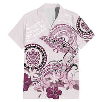 Polynesian Manta Ray Family Matching Mermaid Dress and Hawaiian Shirt Pink Floral Turtle Tattoo - Polynesian Pride