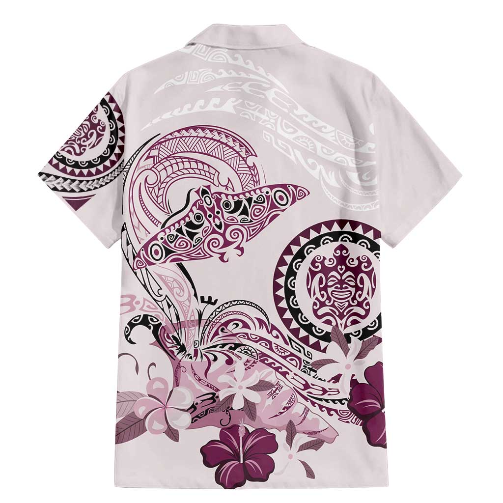 Polynesian Manta Ray Family Matching Mermaid Dress and Hawaiian Shirt Pink Floral Turtle Tattoo - Polynesian Pride