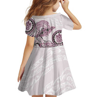 Polynesian Manta Ray Family Matching Off Shoulder Short Dress and Hawaiian Shirt Pink Floral Turtle Tattoo - Polynesian Pride