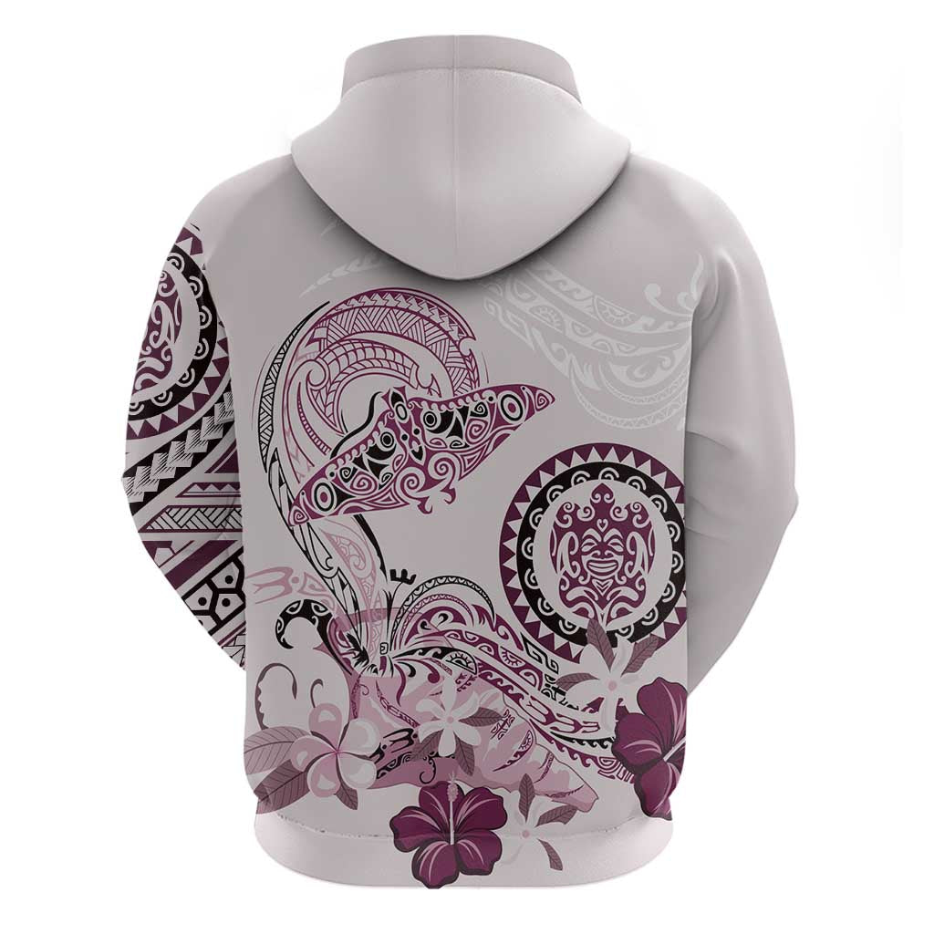 Polynesian Manta Ray Hoodie Pink Floral Turtle Tattoo - Polynesian Pride